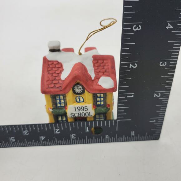 Badcock 1995 School Building Village Bell Christmas Tree Ornament Porcelain 3" - Picture 8 of 14
